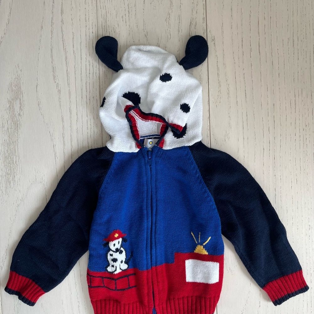 Florence Eiseman Hooded Zip Up Sweater With Puppy Dog And Ears Size 24 Months